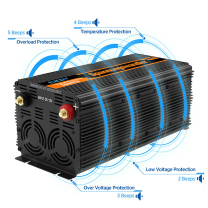 EDECOA 3000W DC 12V AC 220V 230V modified sine wave power inverter