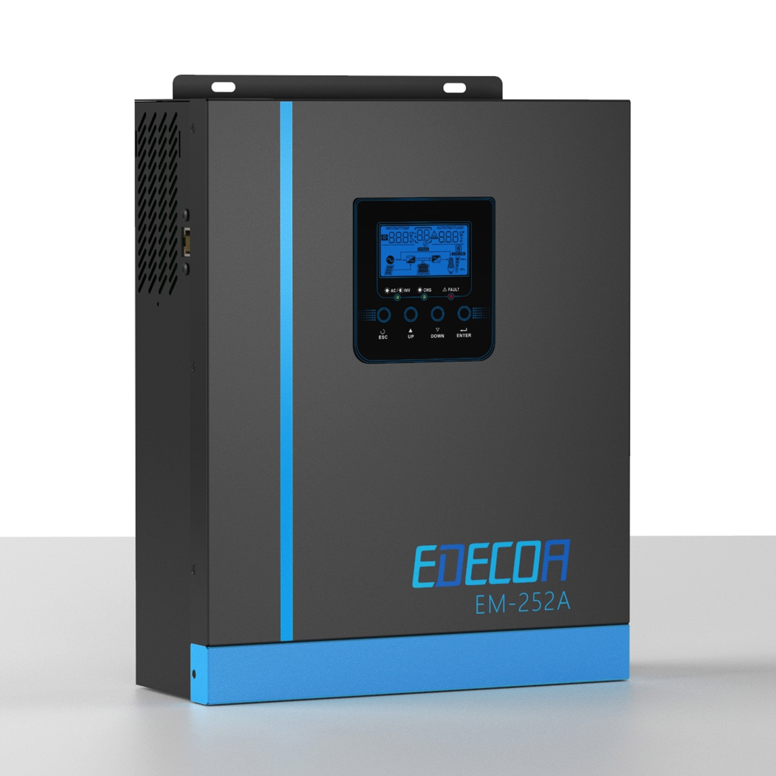 EDECOA Hybrid Solar Inverter 2500W 24V to 220V Pure Sine Wave MPPT 80A PV 55-450VDC