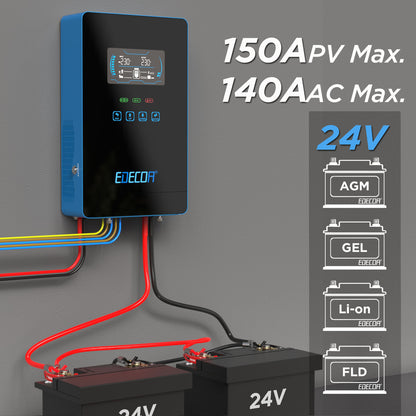 EDECOA Hybrid Solar Inverter 4500W 24V to 220V Pure Sine Wave
