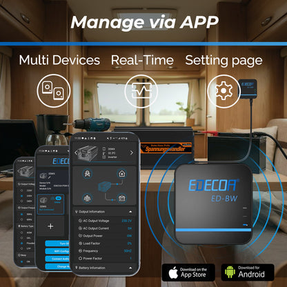 EDECOA 2000W DC 12V AC 220V 230V Pure Sine Wave Power Inverter Bluetooth-Compatible WiFi-Compatible