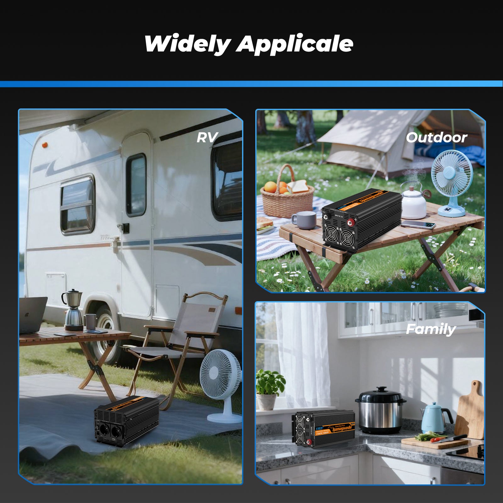 EDECOA 2000W DC 12V AC 220V 230V Pure Sine Wave Power Inverter Bluetooth-Compatible WiFi-Compatible