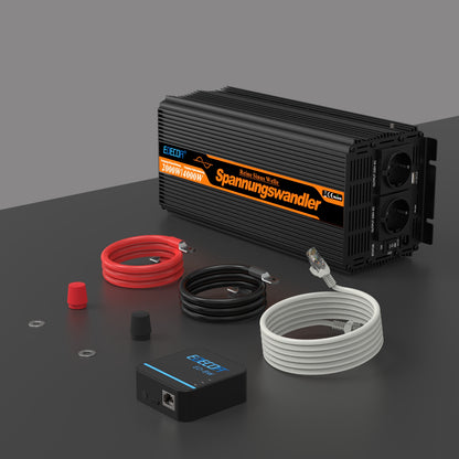 EDECOA 2000W DC 12V AC 220V 230V Pure Sine Wave Power Inverter Bluetooth-Compatible WiFi-Compatible