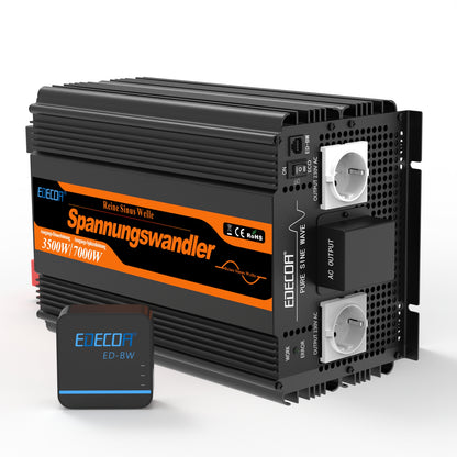 EDECOA 3500W DC 12V AC 220V 230V Pure Sine Wave Power Inverter Bluetooth-Compatible WiFi-Compatible