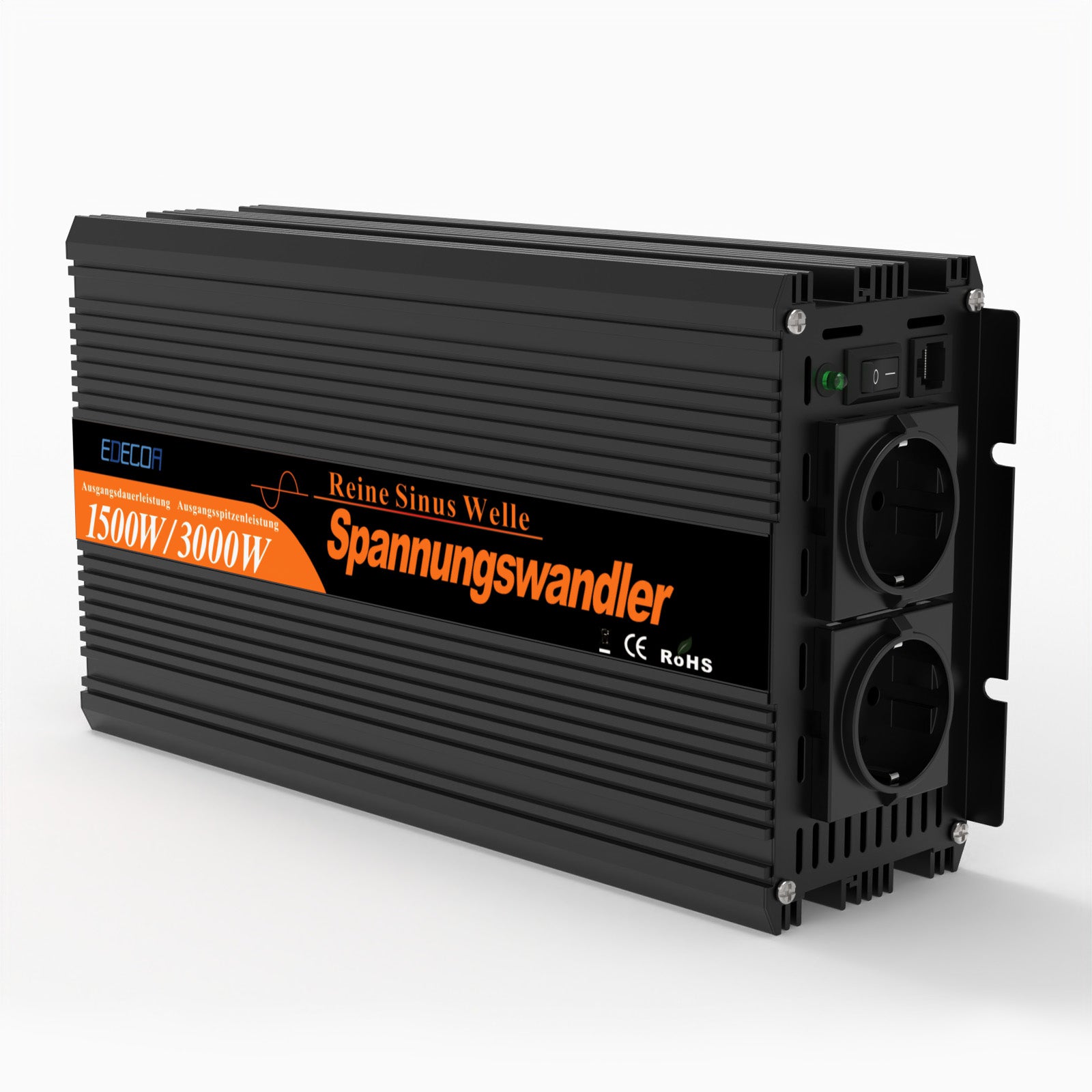 EDECOA 1500W/3000W DC 12V/24V AC 220V 230V pure sine wave power inverter