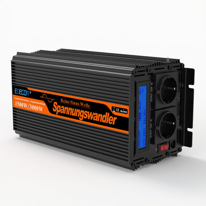 EDECOA 1500W/3000W DC 12V/24V AC 220V 230V pure sine wave power inverter