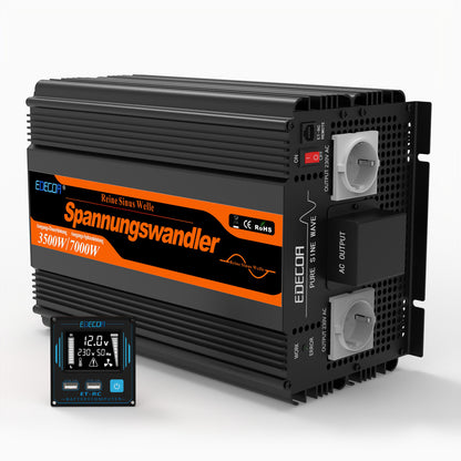 EDECOA 3500W DC 12V AC 220V 230V pure sine wave power inverter