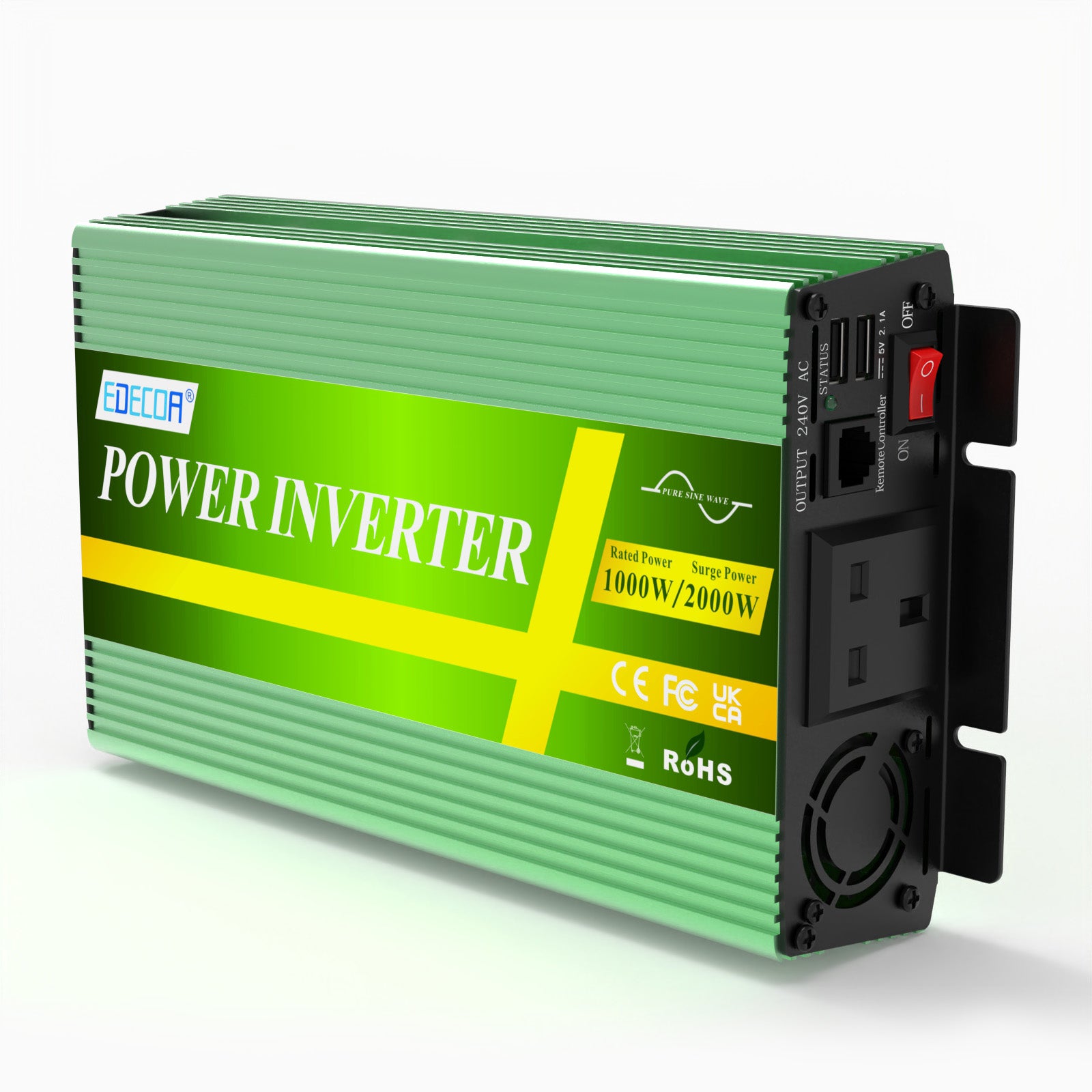 EDECOA 1000W DC 12V to AC 240V pure sine wave power inverter UK socket