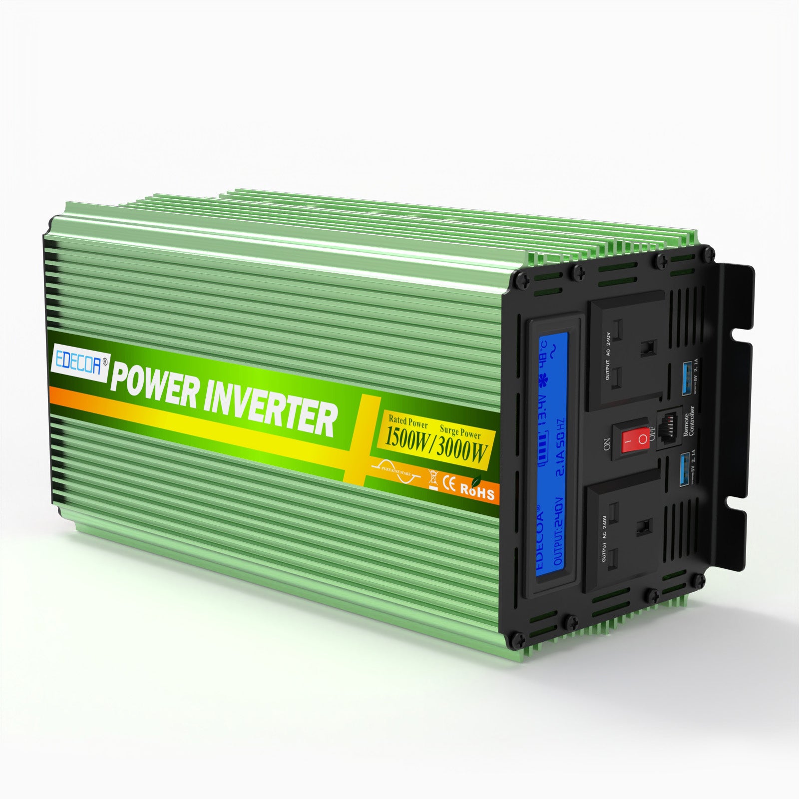 EDECOA 1500W DC 12V to AC 240V pure sine wave power inverter UK socket