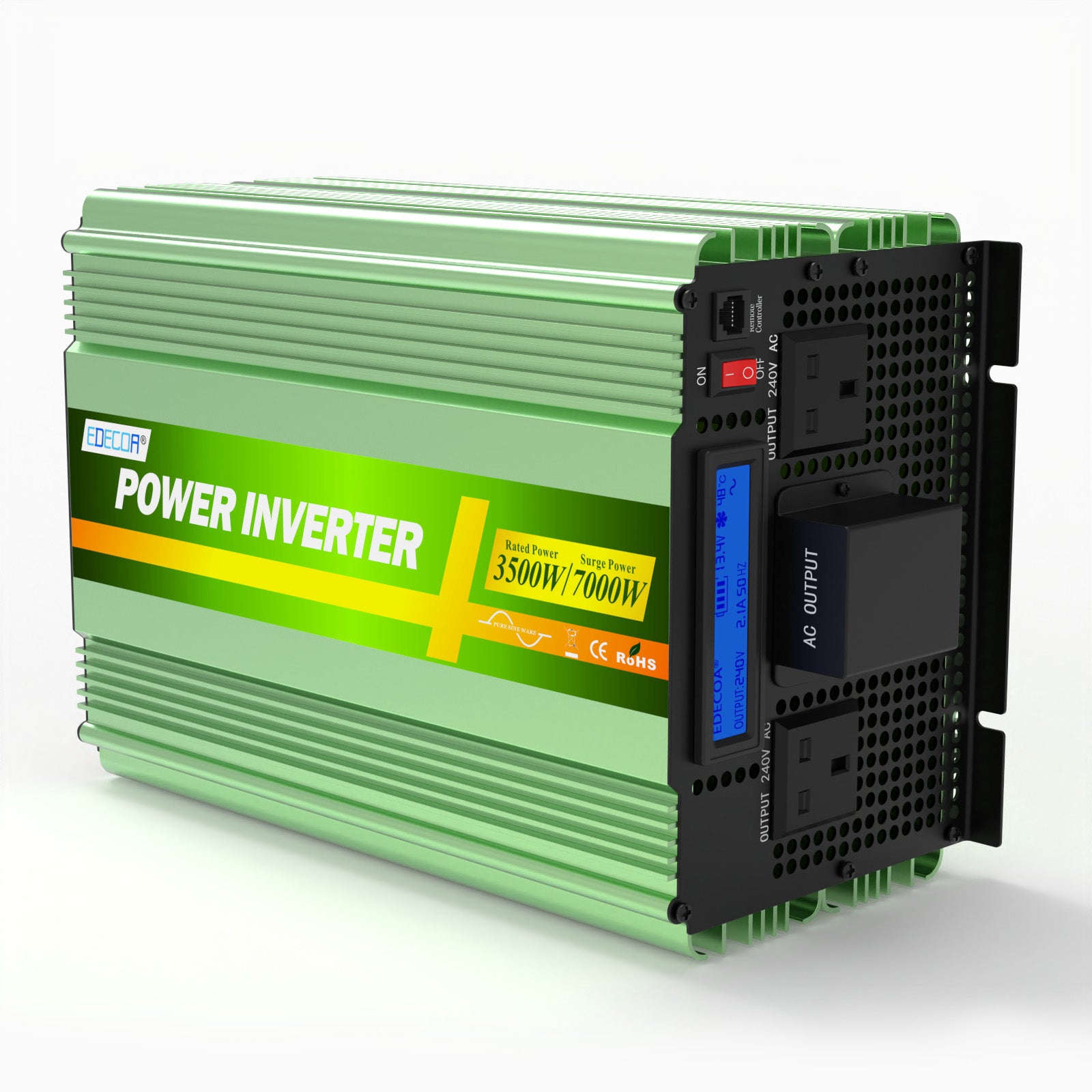 EDECOA 3500W DC 12V to AC 240V pure sine wave power inverter UK socket