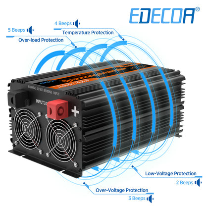 EDECOA 3500W DC 24V to AC 220V 230V pure sine wave power inverter