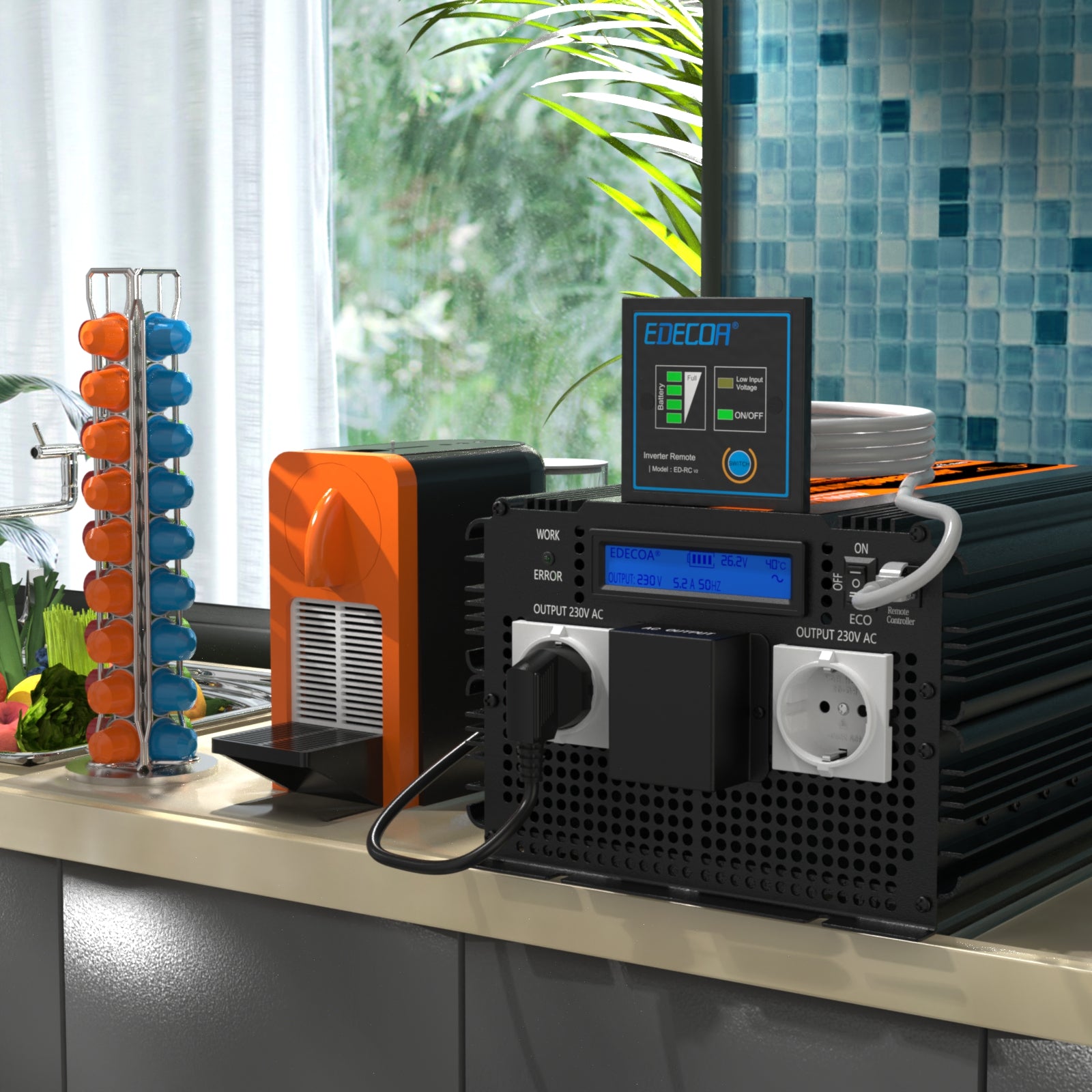 EDECOA 3500W DC 24V to AC 220V 230V pure sine wave power inverter