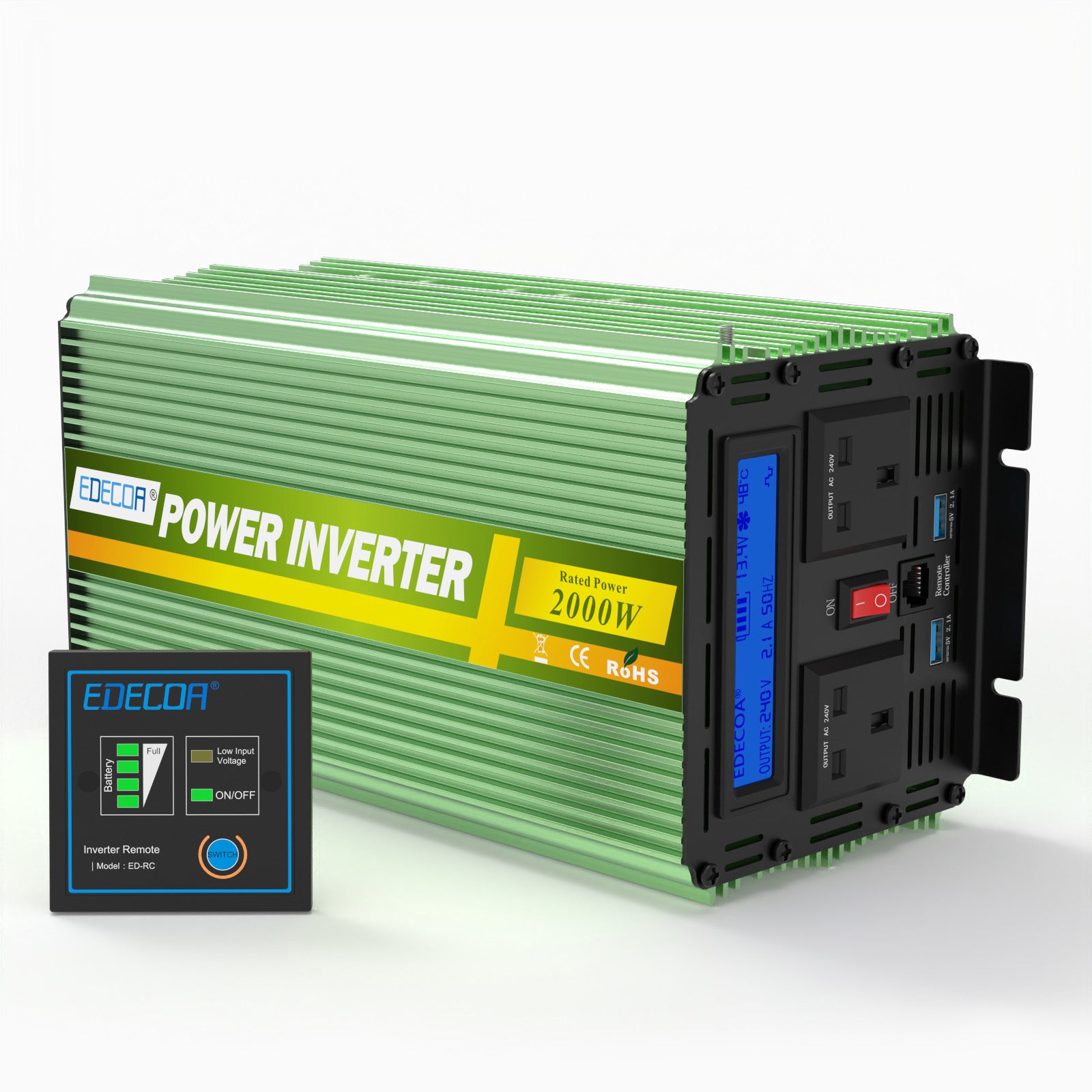 EDECOA 2000W/4000W DC 12V/24V AC 240V modified sine wave power inverter