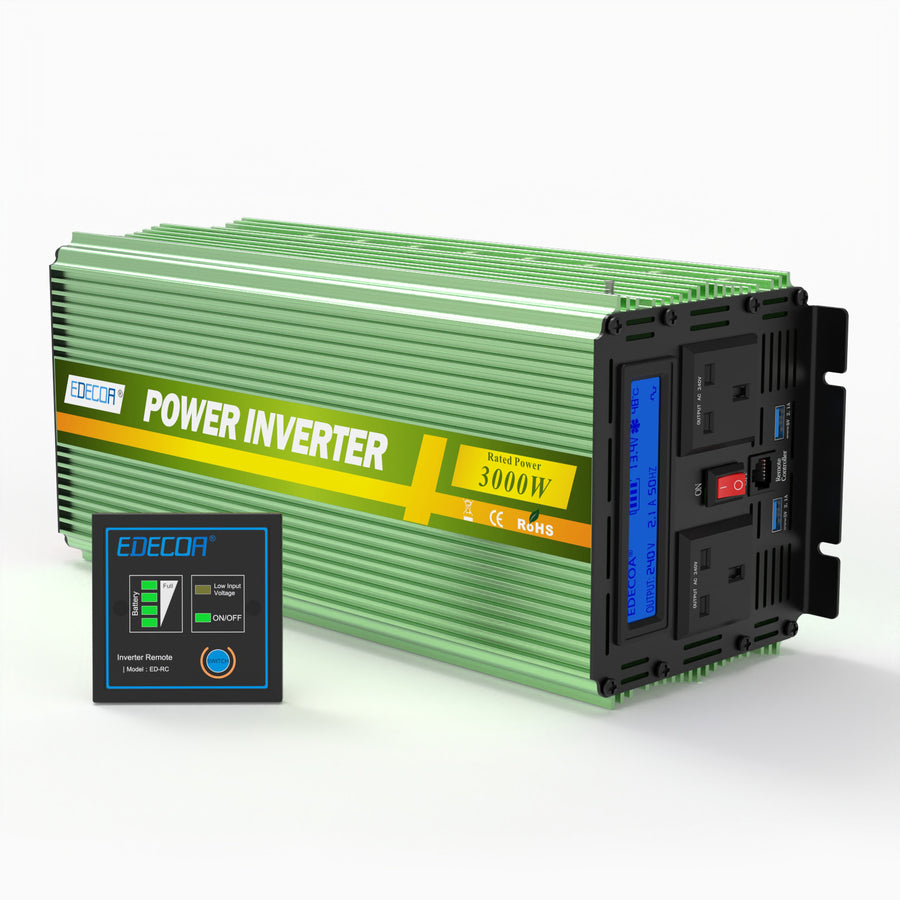 EDECOA 3000W/6000W DC 12V/24V AC 240V modified sine wave power inverter