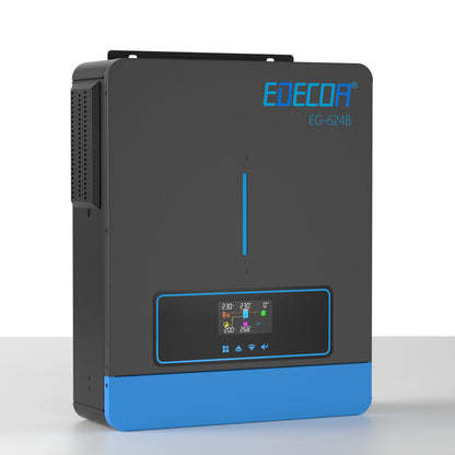 EDECOA Hybrid Solar Inverter 6200W 48V to 220V Pure Sine Wave MPPT 120A PV 60-500VDC