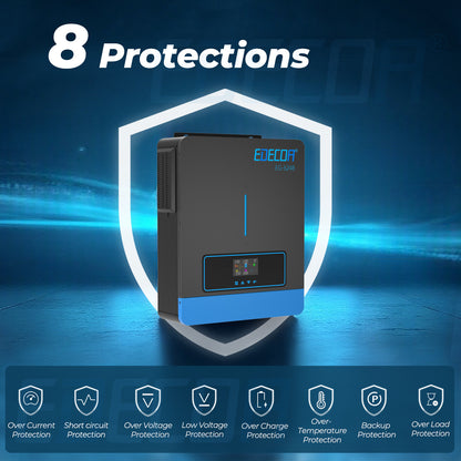 EDECOA Hybrid Solar Inverter 6200W 48V to 220V Pure Sine Wave MPPT 120A PV 60-500VDC