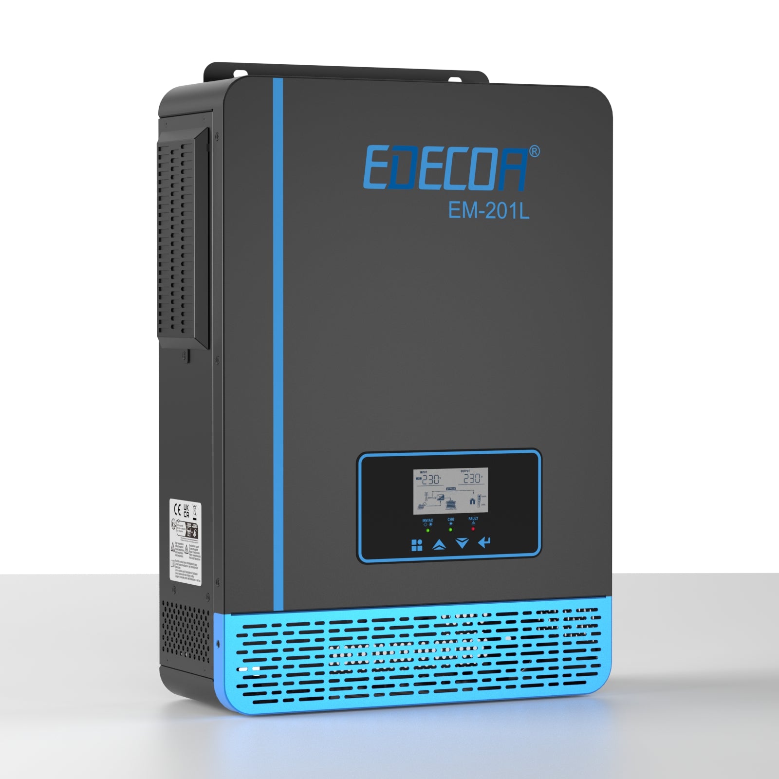 EDECOA Hybrid Solar Inverter 2000W 12V to 220V Pure Sine Wave MPPT 60A PV 20-150VDC