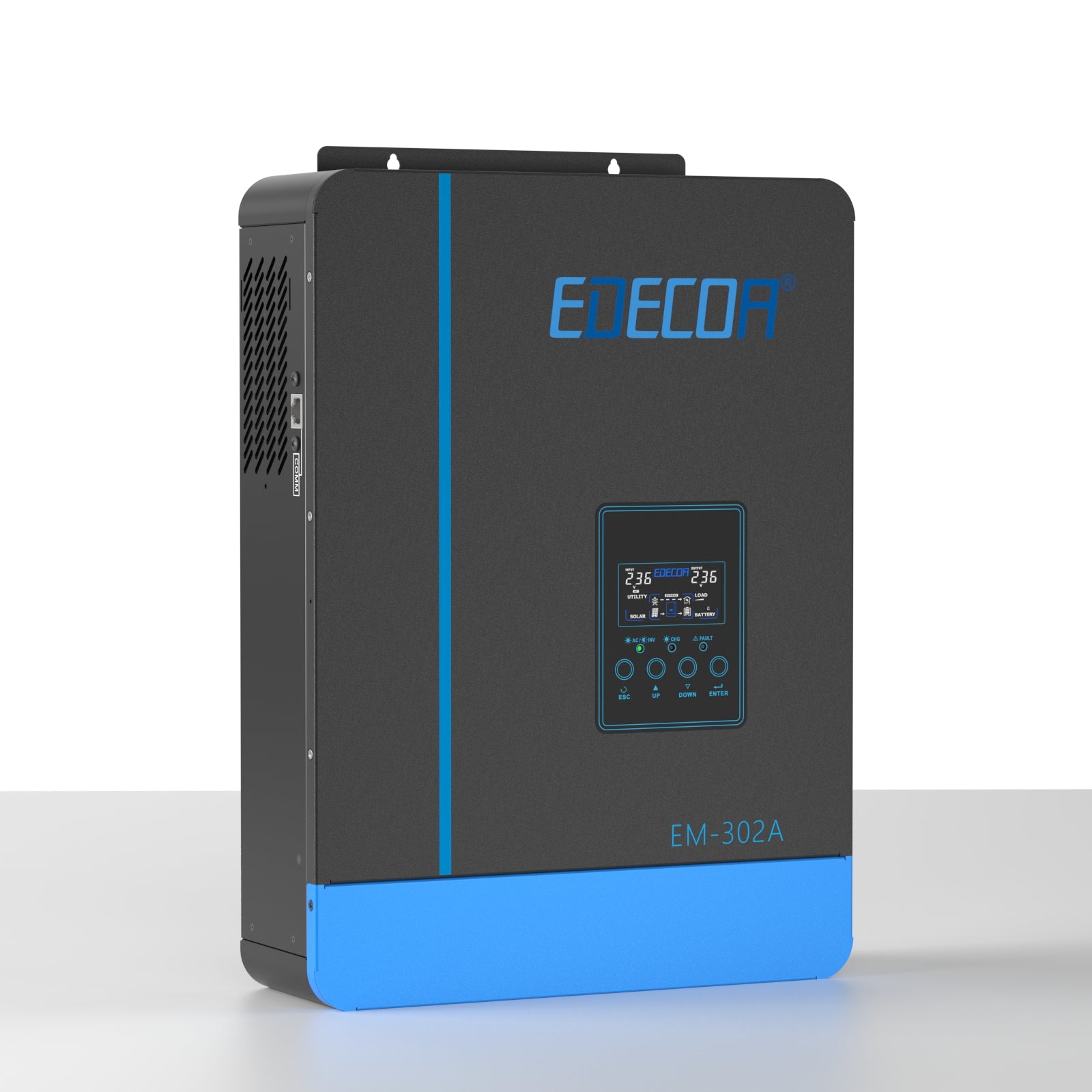 EDECOA Hybrid Solar Inverter 3000W 24V to 220V Pure Sine Wave MPPT 80A PV 55-450VDC