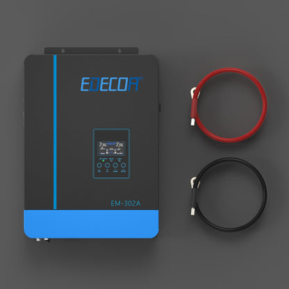 EDECOA Hybrid Solar Inverter 3000W 24V to 220V Pure Sine Wave MPPT 80A PV 55-450VDC