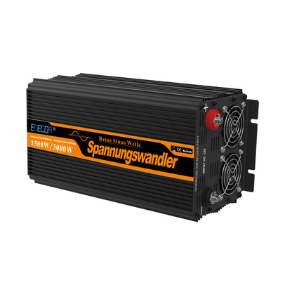 EDECOA 1500W/3000W DC 12V/24V AC 220V 230V pure sine wave power inverter