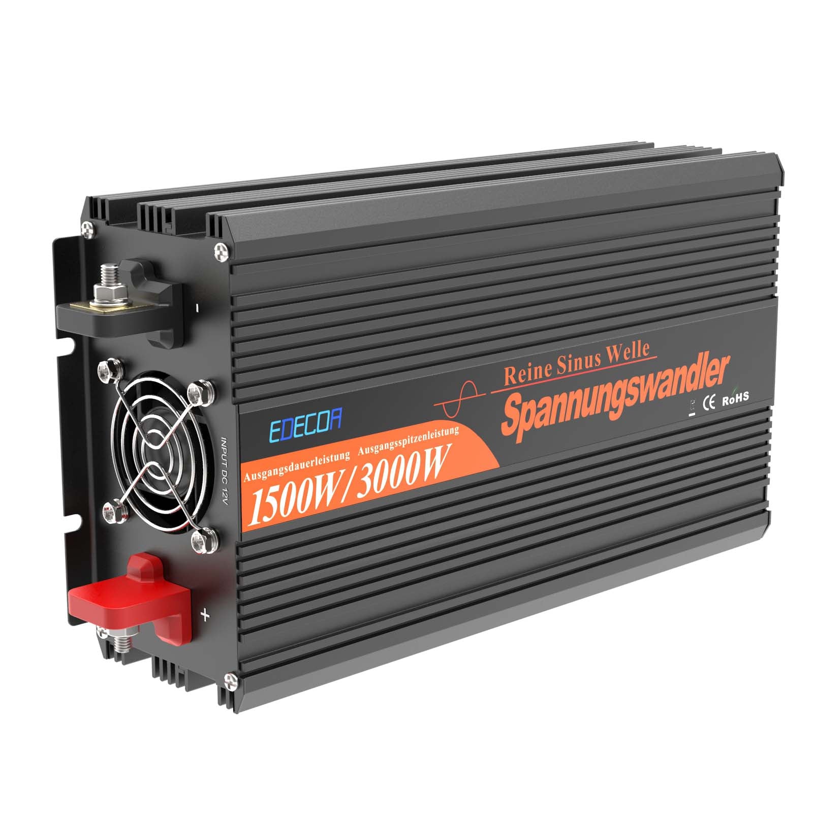 EDECOA 1500W/3000W DC 12V/24V AC 220V 230V pure sine wave power inverter