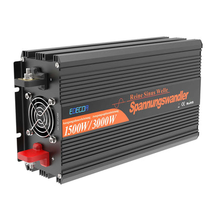 EDECOA 1500W/3000W DC 12V/24V AC 220V 230V pure sine wave power inverter