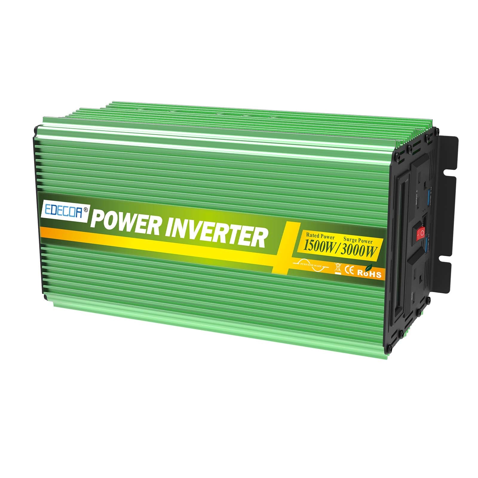 EDECOA 1500W DC 12V to AC 240V pure sine wave power inverter UK socket