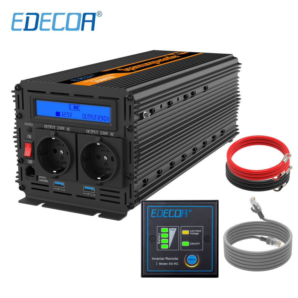 EDECOA 3000W/6000W DC 12V/24V AC 220V 230V modified sine wave power inverter